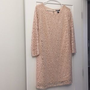 Blush lace sheath dress